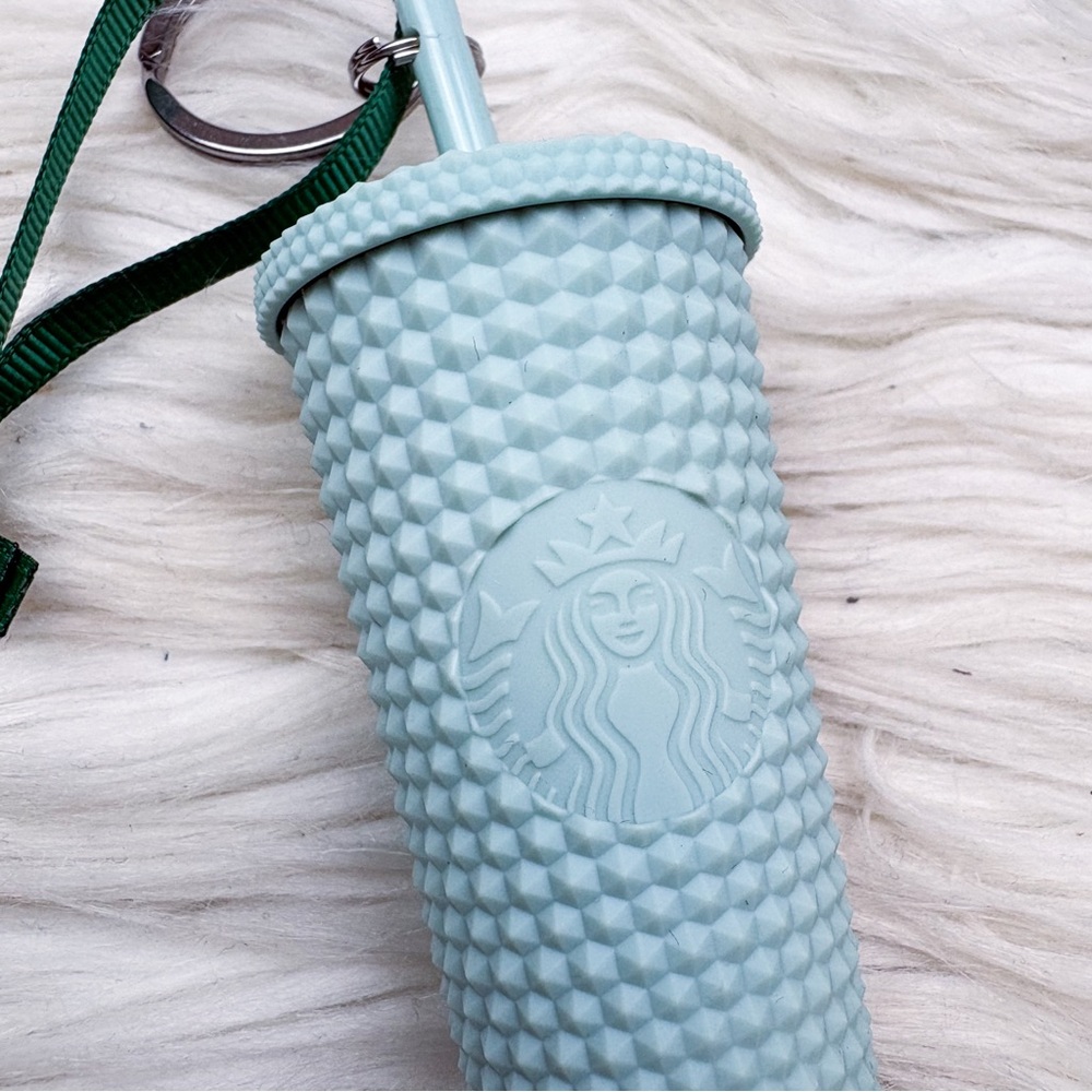 Starbucks 2021 Studded Keychain Ornament Bag Charm Tumbler Matte Mint Green NEW - Picture 2 of 6